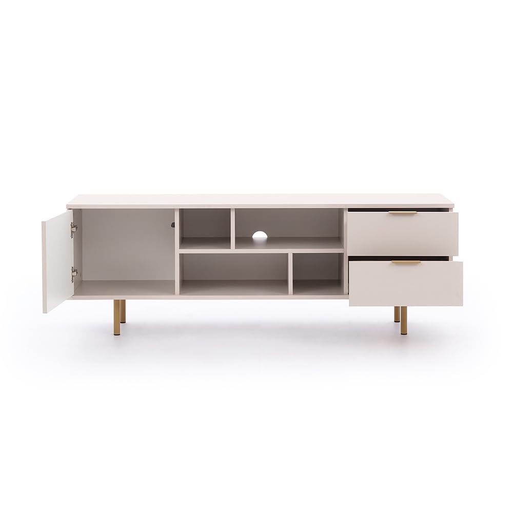Lomadox Wohnmöbel Set Wohnwand Kaschmir 3-teilig modern 1 Kommode, 1 Lowboard, 1 Vitrine