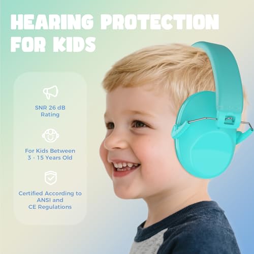Image of ProCase Kids Noise Cancelling Headphones Ear Hearing Protection, Teal | Ear Defenders for Monster Jam Truck Firework Focus, Noise Reduction Canceling Ear Muffs for Sensory Autism Toddler Children