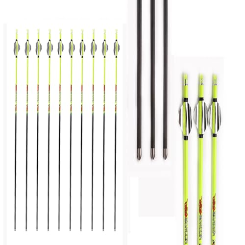 PHILOCS 12pcs Plata Pluma Espiral Flechas de Carbono, ID 4.2mm Spine 500, para Arcos Recurvos Arco Compuesto Tiro con Arco (32inch)