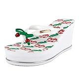 Juicy Couture Wedge Platform Flip Flop – Stylish Thong Sandal, High-Fashion Elevated Slide for Beach, Pool & Casual Wear-Umani-White Multi Cherry-10