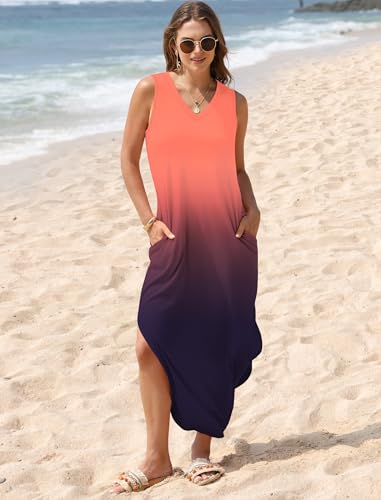 Image of Sampeel Summer Dresses Maxi Dress Vacation Beach Sundresses 2025 with Pockets