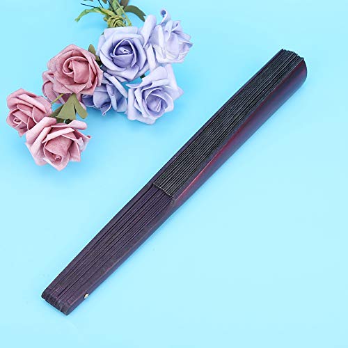 Phefop Abanico Plegable de 13 Pulgadas, Ventilador de Mano Decorativo con Marco de bambú de Madera Maciza, Ventilador de Papel Artesanal Tradicional para Regalo de Fiesta de Boda, (Black)
