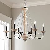 Decorique Home 23021 Farmhouse Chandelier Fixtures Lights French Country Style,6 Lights Farmhouse Pendant Light Rustic Chandelier for Bedroom Dining Room Living Room Chain Adjustable
