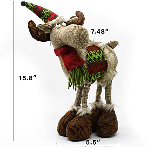 Yuqi Christmas Deer Gnome Plush Xmas Reindeer Decoration, Handmade Swedish Santa Elk Figurines Tomte Gnome W/Bell Reindeer Horns Ornaments, Home Table Decor #TOP5