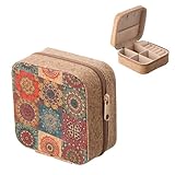 Hontaog Schmuckkästchen für Damen,Schmuckschatulle Reise, Schmuck Reiseetui, Schmuckaufbewahrung Tragbar, Schmuck organizer für Ringe, Halsketten