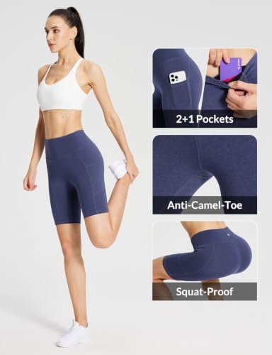 Image of baleaf Women's High Waist Biker Shorts with 3 Pockets