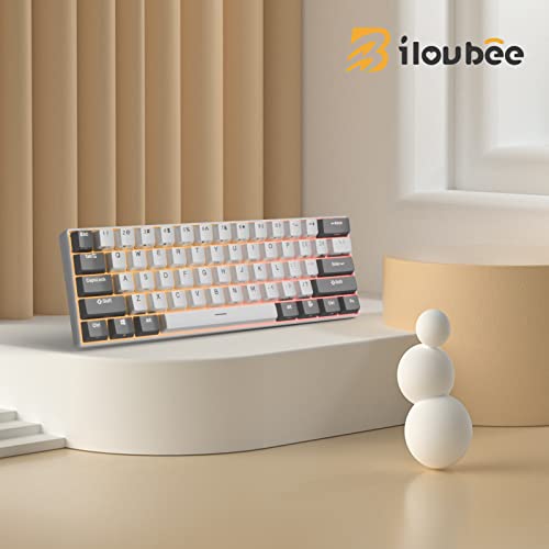 Ilovbee I61 Mechanical Keyboard 60 Percent, Wired Hot Swappable Compact Rgb Gaming Keyboard, 61 Keys Mini Keyboard With Red Switch For Pc/Mac Gamer, Software Supported, Grey-White #TOP6