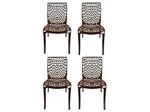 EVEREST MOLDED FURNITURE Web Series Outdoor Garden/Cafe Chair (Polypropylene, Set of 4 Pieces) (Brown)