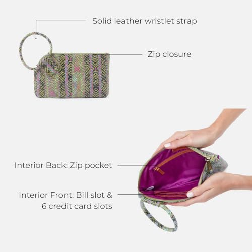 Image of HOBO Sable Leather Wristlet Wallet for Women with Circular Handle, Zippered Closure, Credit Card Holder Organizer & Interior Zip Pocket - Geo Diamond