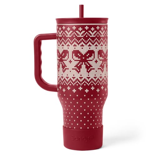 Image of Christmas Bow Stainless Steel Slider Tumbler with Handle 40 Ounces with Lid, Travel Cup, Insulated Bottles for Girls Women
