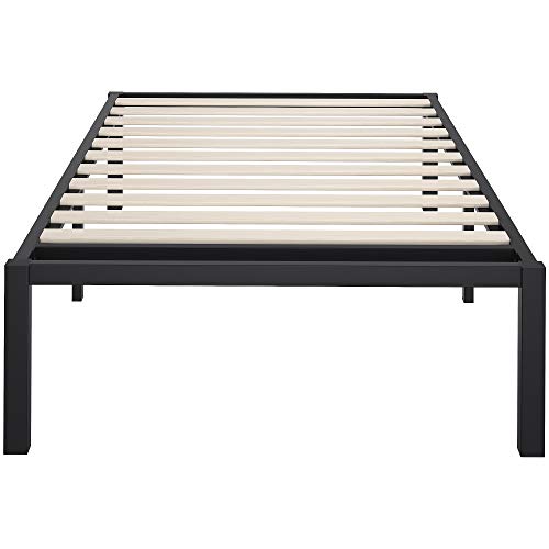 Yitahome 14 Inch Platform Bed Frame, Wood Slats Support Reinforced Mattress Foundation 550 Lbs, Heavy Duty No Box Spring Needed, Black, Twin Size #TOP4