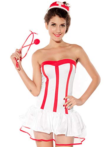Tofox Donne Costumi Cosplay Infermiera Sexy Costume Uniforme Vestito Operato dalla Biancheria Intima Lngerie di Carnevale Infermiera Sexy Modello Nurse Halloween Cosplay Party