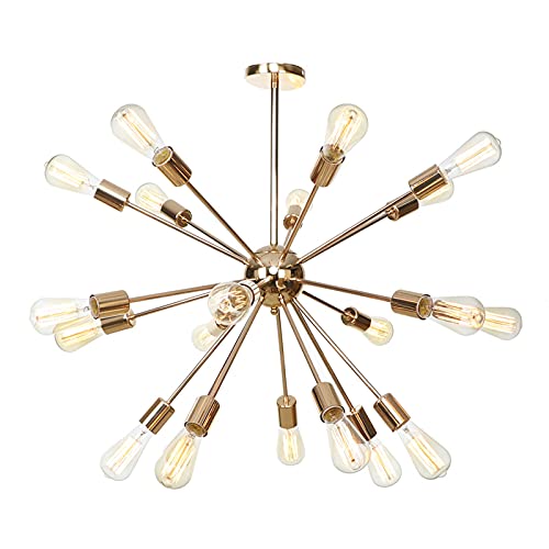 Lustre Spoutnik doré haut de gamme, plafonnier suspendu 21 lumières