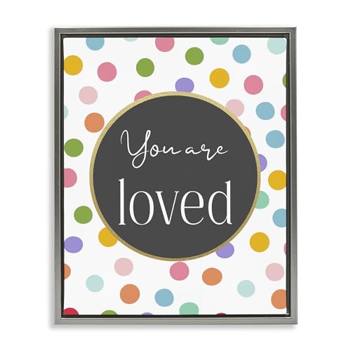 Stupell Industries 'You Are Loved Polka Dots'�A�t���[�e�B���O�t���[���L�����o�X�A�[�g�A�O���[�A25 x 31�C���`�A�|���₷�����A�č����AChristine Simpson Art��B