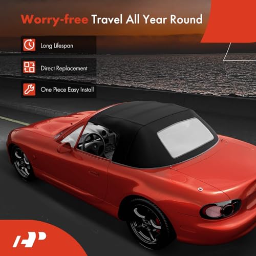 A-Premium Black Convertible Soft Top with Plastic Window Compatible with Chevrolet Corvette 1986 1987 1988 1989 1990 1991 1992 1993 Convertible Hatchback COR86989 by A-Premium - Image 2