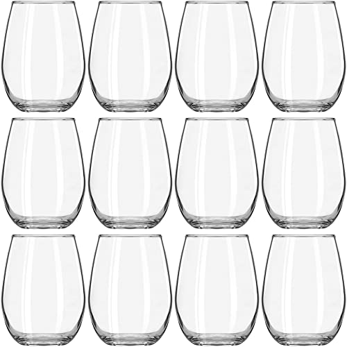 Mighty Merchandise 9 Oz Stemless White Wine Glasses - Bulk Set of 12-207 - For Weddings, Parties, Events - Versatile, Elegant Design - In Protective Packaging