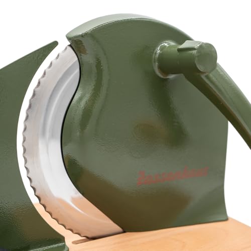 Image of Zassenhaus Original Classic Adjustable Bread Slicer for Uniform Slices - Bread Slicer for Homemade Bread - 18 /8 Stainless Steel Blade Sourdough Cutter -Cyprus Green, 11.75 inch x 8 inch