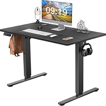 Electric Height Adjustable Standing Desk,Sit to Stand Ergonomic Computer Desk,Modern Lift Motorized Gaming Desktop Workstation - 3 Memory Preset Adjustable Height Table,Black,40 x 24"