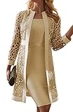 Onsoyours Damen Brautmutterkleider mit Jacke Spitzen Hochzeitskleid 2 Stück Ballkleid A Gold L