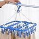 gogocow Sockentrockner Wäscheständer, Kleiderständer, Faltbarer Trocknerbügel mit 32 Clips, Babykleidung, Kleiderbügel für Unterwäsche, Socken, Höschen (Blau)