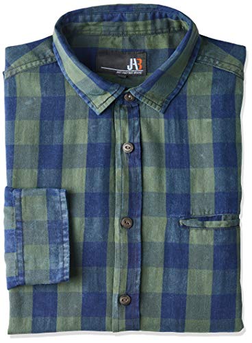 JAB Camisa Manga Longa Yarn Dye Indigo Checks Masculino, Verde
