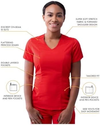 Adar Pro Modern Athletic Scrub Set For Women - Modern V-Neck Scrub Top & Yoga Jogger Scrub Pants - P9500 - Apple - XL - 2