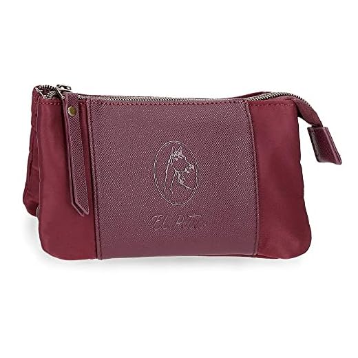El Potro Lana Monedero Tres Compartimentos Rojo 17,5x9,5x2 cms Poliéster y PU