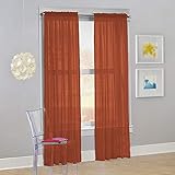Decotex Set of 2 Sheer Voile Transparent Window Panel Curtain Drapes (54' W X 84' L, Brick)