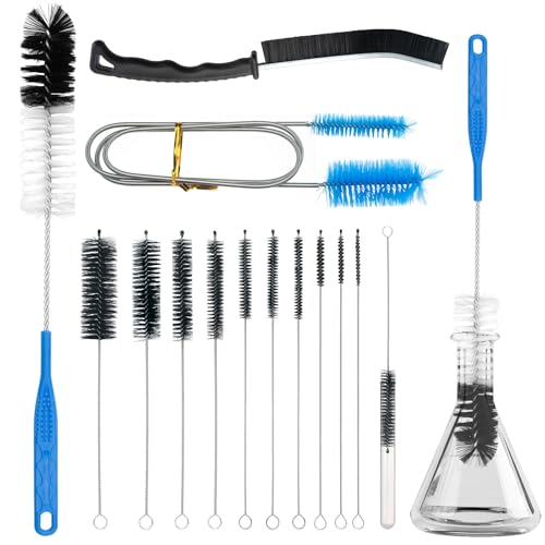 13Pcs Glass Cleaning Kit Tube Pipe Cleaners Straw Cleaner Brush - Reusable Handles Extra Long Bottle Brush & for Glass Water Stan-Ley Mugs (40 30 20 oz) for Sippy Cup Water Bottle Tubes Drains