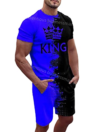 Survêtement homme imprimé 3D ensemble short t-shirt léger taille S 221