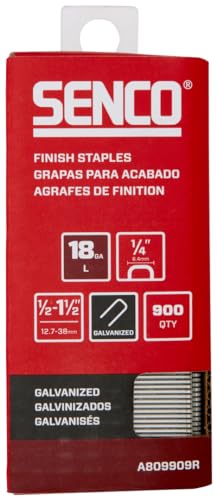 SENCO A809909R 18 Gauge, 1/4' Crown Finish Staples, 1/2' - 1 1/2' Length Galvanized, 1,000 Count Pack