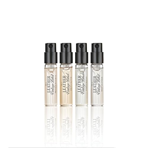 Leather Vintage Label Discovery Set by Tru Western Set of 4 Including Leather No. 1 No. 2 No. 3 and No. 4 Masculine Fragrance Gift Set