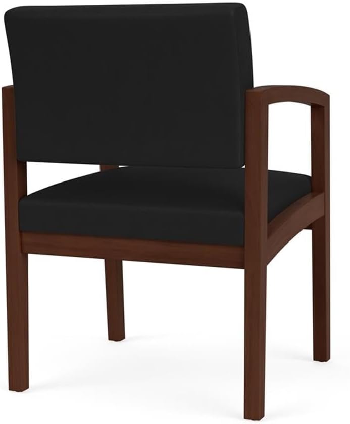 Lenox Wood Reception Waiting Room Healthcare Guest Chair/Walnut Wood/Black