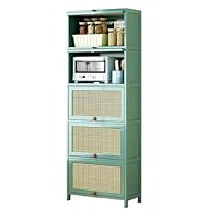 Amazon｜Simcat キッチン収納棚 食器棚 収納ラック フラップ扉 天然竹