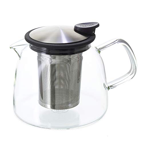 フォーライフ ティーポット ガラス 耐熱 730ml 大容量 4杯用 茶こし付き 片手で注げる 食洗機対応 本体電子レンジ対応 直火不可 ブラック 黒 ベルガラスティーポット 810