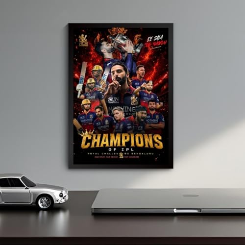 Image of Virat RCB Poster 2026 | Virat Kohli Framed Posters | King Kohli 18 Wall Art | RCB Champions Edition | Cricket Legend | Premium Sports Decor for Cricket Fans | Motivational Wall Poster (F 177)