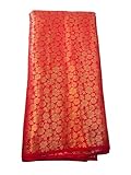 SHRI SHYAM CREATION Women/Girls Ethnic Unstitched Brocade Silk Fabric - Fine Quality Self Design Material for Kurta, Pyjama, Blouse, Suit, Thakur Poshaak, and More (2 Meter, Red)