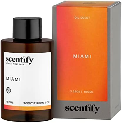 Miami Aroma Oil Scent for Oil Diffusers by Scentify - Luxurious Aroma Oil with Creamy, Cashmere, Sandalwood, Musk Scents - Relaxing Aromatherapy Diffuser Fragrance Non-Toxic & Pet-Friendly 3.4 oz