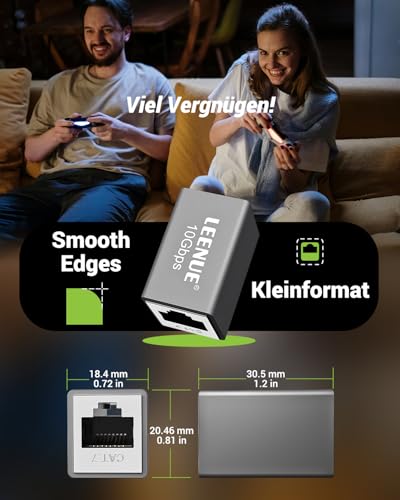 LEENUE Netzwerkkabel Verbinder Cat7, 10 Gbit/s 600 MHz, Silbergrau, 2 Stück – Ansicht 6