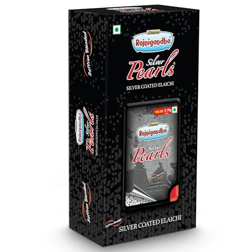 RajnigandhaSilver Pearls | Pack Of 5 (5.75 Grams X 5 Piece) | Silver Coated Elaichi | Breath Freshening Mint Mouthfreshener | Travel Pack