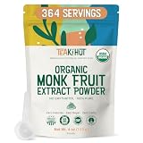 Pure Organic Monk Fruit Extract Powder, No Erythritol 4oz, 100% Monk Fruit Sweetener Powder for Keto and Paleo Diets, No Aftertaste, Zero Calories, Zero Carbs, Pure Monk Fruit Extract, 364 Servings