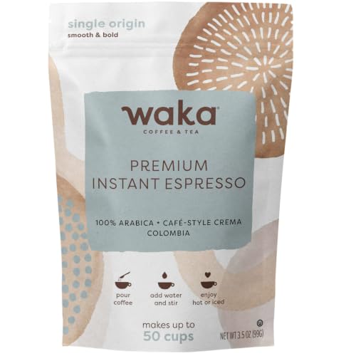 Waka Premium Instant Espresso Powder, Colombian Arabica, 50 Cups
