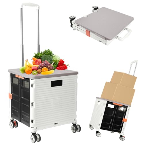 Foldable Utility Cart Folding Portable Rolling Crate Handcart Shopping Trolley