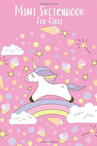 Mini Sketchbook for Girls Cute Unicorn 6x9 Blank Drawing Pad Sketch Paper, 100 Pages for Girls Sketches and Scribbles, Ages 2-4, 4-8, 9-12