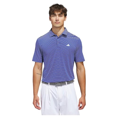 Image of adidas Men's Performance Two-Color Stripe Polo Shirt, Collegiate Royal/White, M