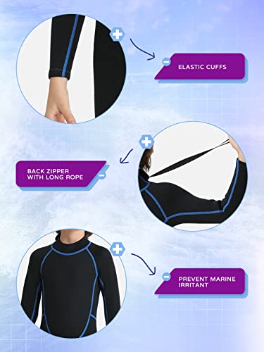 Kids Shorty Wetsuit For Boys And Girls, 2Mm Neoprene Thermal Diving Swimsuits Keep Warm Back Zip For Water Sports (2X-Small, 2Mm Full Blue) #TOP3