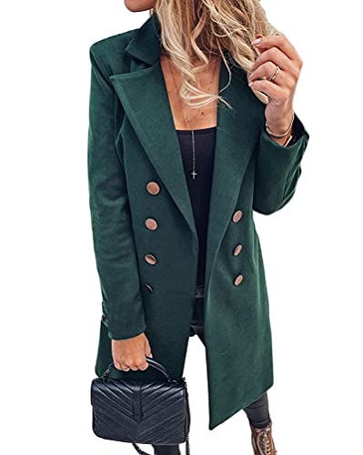 Onsoyours Wollmantel Damen Gitter Wolle Parka Wintermantel Frauen Stricken...