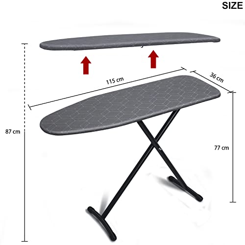 Duwee Wide Large Ironing Board, Adjustable Height Ironing Board with Foldable Legs, Heat Resistant Cover with Thick Felt Pad, 115 x 36 cm - Image 2