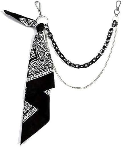 GUSTAVE® Streetwear Pants Chain with Bandana, Fashion Dual Layered Hip, Clip-On Metal Jean Chains with Lobster Clasps for ...