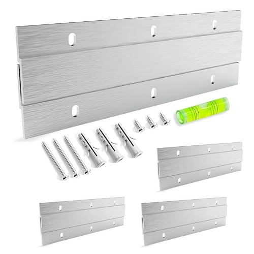 Image of French Cleat Hanger Kit 6 inch 4 Pairs 60 lb Z Hanging Heavy Picture Mirror Frame Wall Mounting Bracket Aluminum Hardware Duty Hooks Drywall Clips Large Canvas Painting Headboard Whiteboard